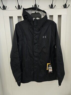 Brand New Under Armour Storm 3 Jacket Black Rain Jacket with Hood Size Small Men